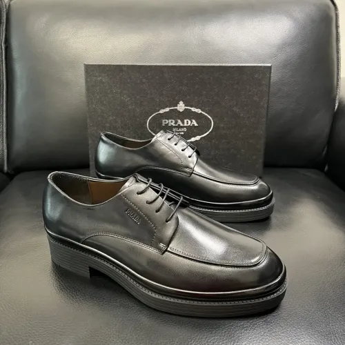 Replica Prada Leather Shoes For Men #1434750 $150.00 USD for Wholesale