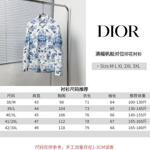 Replica Christian Dior Shirts Long Sleeved For Men #1439452 $64.00 USD for Wholesale