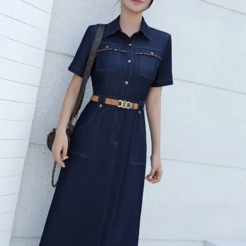 Replica Burberry Dresses Short Sleeved For Women #1440061 $85.00 USD for Wholesale