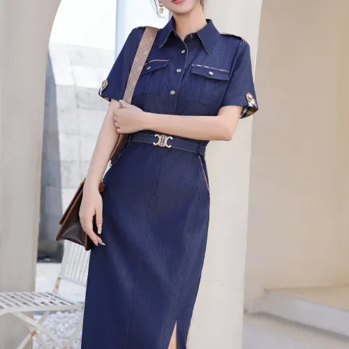 Replica Burberry Dresses Short Sleeved For Women #1440063 $85.00 USD for Wholesale