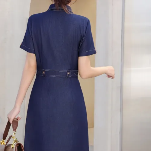 Replica Burberry Dresses Short Sleeved For Women #1440064 $85.00 USD for Wholesale