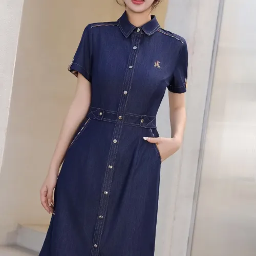 Replica Burberry Dresses Short Sleeved For Women #1440064 $85.00 USD for Wholesale