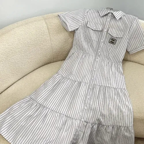 Replica MIU MIU Dresses Short Sleeved For Women #1440073 $80.00 USD for Wholesale