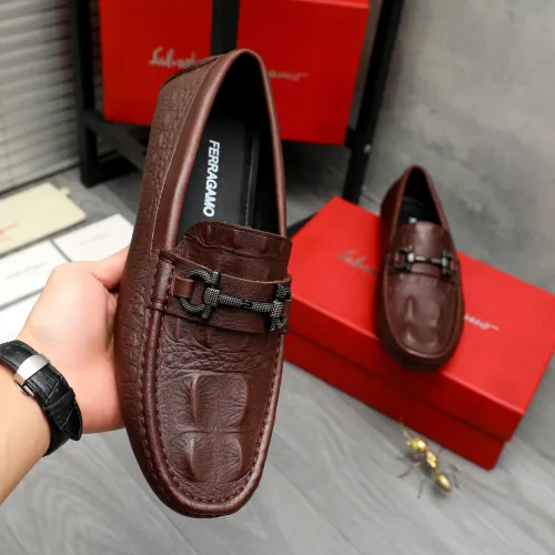 Replica Salvatore Ferragamo Leather Shoes For Men #1443620 $80.00 USD for Wholesale