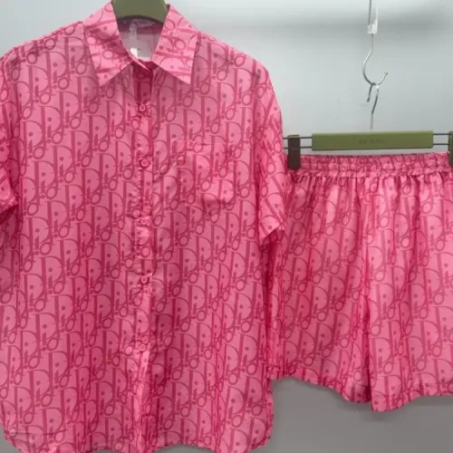 Replica Christian Dior Pajamas Short Sleeved For Women #1453193 $76.00 USD for Wholesale