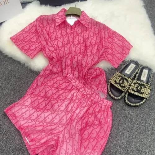 Replica Christian Dior Pajamas Short Sleeved For Women #1453193 $76.00 USD for Wholesale