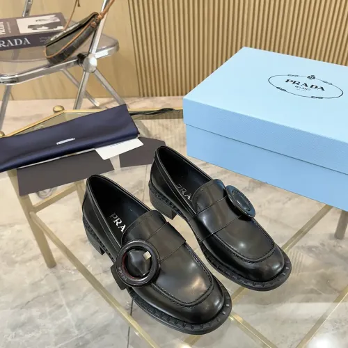 Replica Prada Leather Shoes For Women #1453198 $100.00 USD for Wholesale