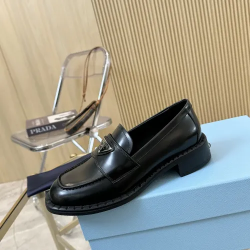 Replica Prada Leather Shoes For Women #1453200 $100.00 USD for Wholesale