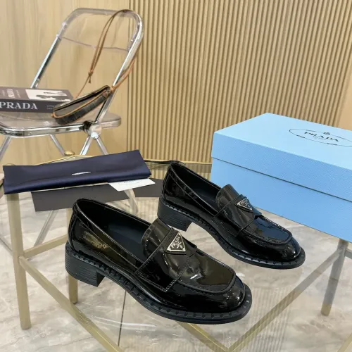 Replica Prada Leather Shoes For Women #1453201 $100.00 USD for Wholesale