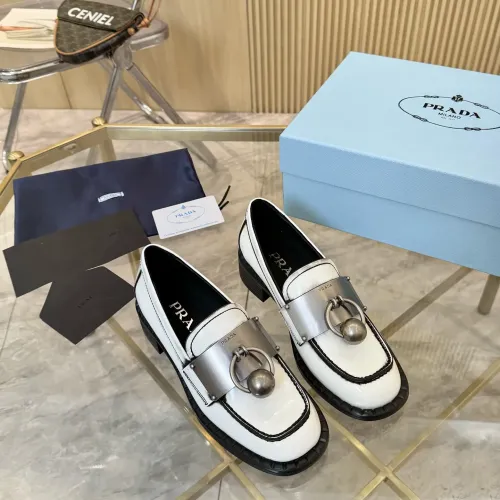 Replica Prada Leather Shoes For Women #1453202 $105.00 USD for Wholesale