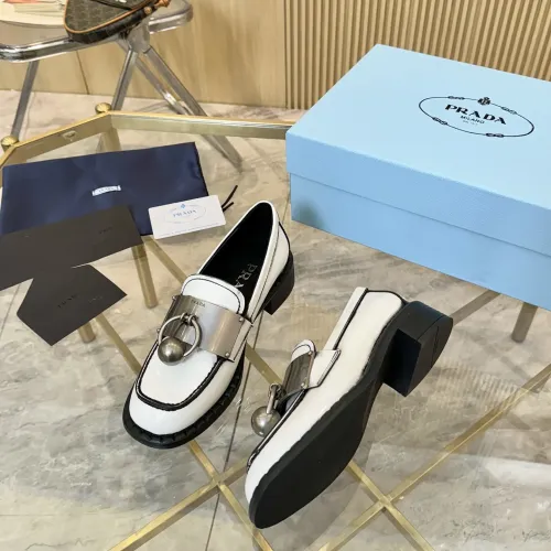 Replica Prada Leather Shoes For Women #1453202 $105.00 USD for Wholesale