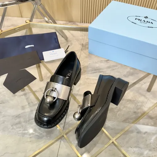 Replica Prada Leather Shoes For Women #1453203 $105.00 USD for Wholesale