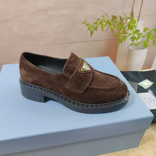 Replica Prada Leather Shoes For Women #1453221 $98.00 USD for Wholesale