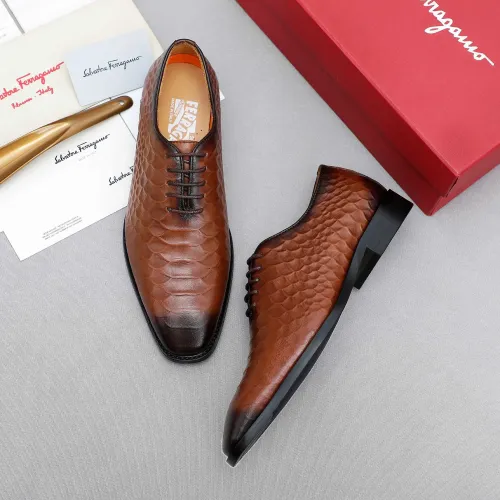 Replica Salvatore Ferragamo Leather Shoes For Men #1454973 $92.00 USD for Wholesale