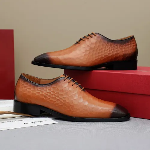 Replica Salvatore Ferragamo Leather Shoes For Men #1454974 $92.00 USD for Wholesale
