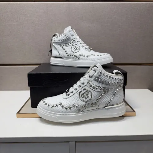 Cheap Philipp Plein PP High Tops Shoes For Men #1455198, $$132.00 USD On Philipp Plein PP High Tops Shoes