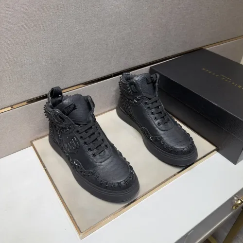 Replica Philipp Plein PP High Tops Shoes For Men #1455199 $132.00 USD for Wholesale