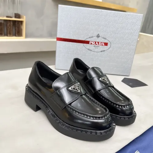 Replica Prada Leather Shoes For Women #1455235 $98.00 USD for Wholesale
