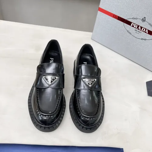 Replica Prada Leather Shoes For Women #1455235 $98.00 USD for Wholesale