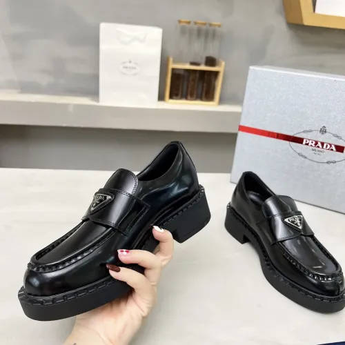 Replica Prada Leather Shoes For Women #1455235 $98.00 USD for Wholesale