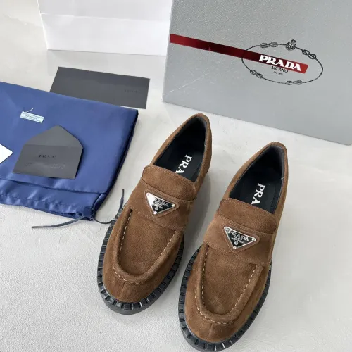 Replica Prada Leather Shoes For Women #1455241 $98.00 USD for Wholesale