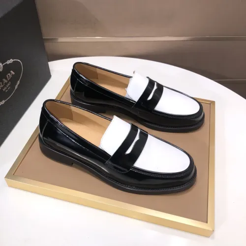 Replica Prada Leather Shoes For Men #1455285 $92.00 USD for Wholesale