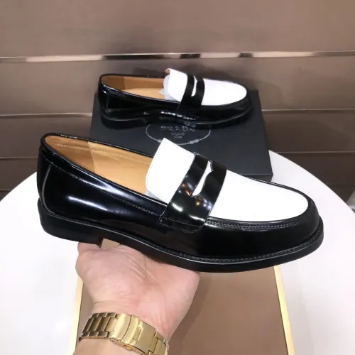Replica Prada Leather Shoes For Men #1455285 $92.00 USD for Wholesale