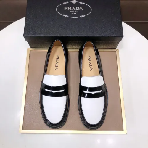 Replica Prada Leather Shoes For Men #1455285 $92.00 USD for Wholesale