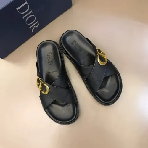Replica Christian Dior Slippers For Men #1455595 $56.00 USD for Wholesale