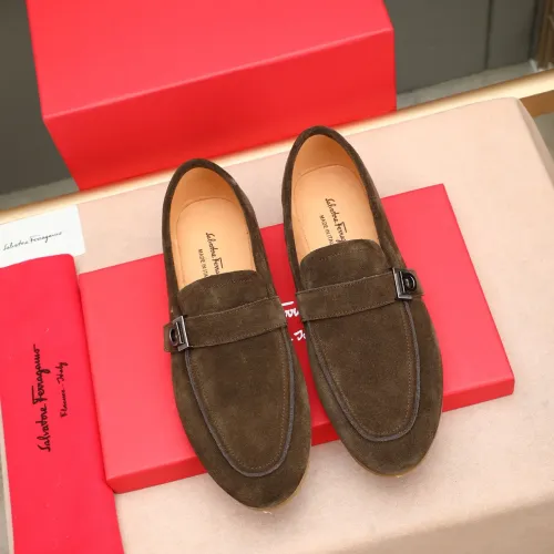Replica Salvatore Ferragamo Leather Shoes For Men #1455657 $92.00 USD for Wholesale