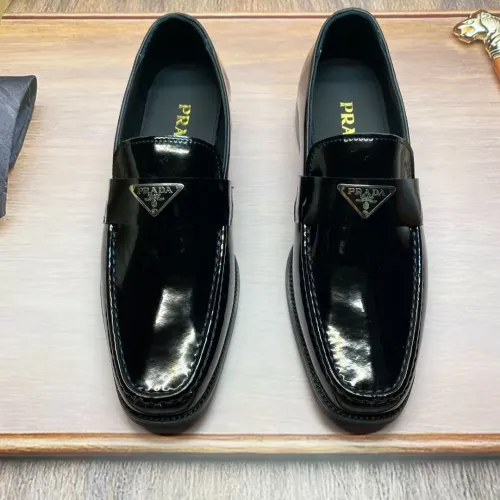 Replica Prada Leather Shoes For Men #1455937 $88.00 USD for Wholesale