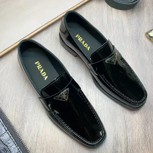 Replica Prada Leather Shoes For Men #1455937 $88.00 USD for Wholesale