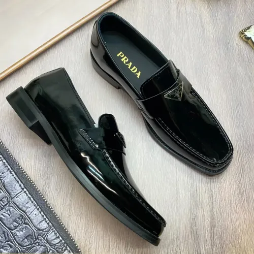 Replica Prada Leather Shoes For Men #1455937 $88.00 USD for Wholesale