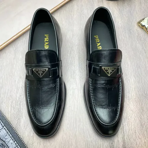 Replica Prada Leather Shoes For Men #1455938 $88.00 USD for Wholesale