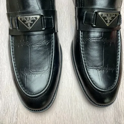 Replica Prada Leather Shoes For Men #1455938 $88.00 USD for Wholesale