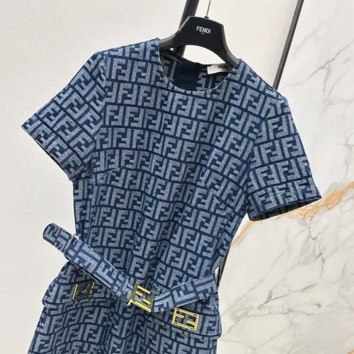 Replica Fendi Dresses Short Sleeved For Women #1458108 $80.00 USD for Wholesale