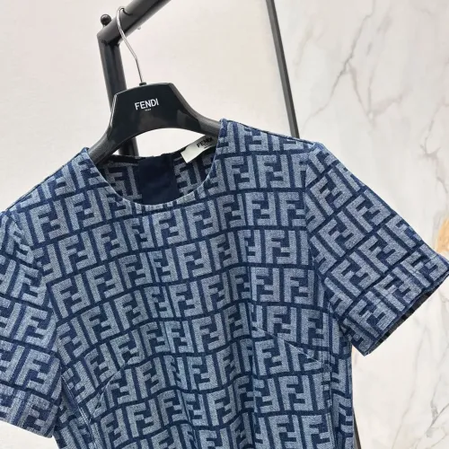 Replica Fendi Dresses Short Sleeved For Women #1458108 $80.00 USD for Wholesale