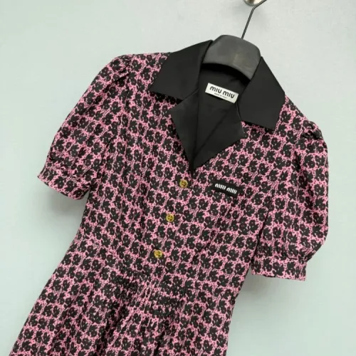 Replica MIU MIU Dresses Short Sleeved For Women #1458131 $128.00 USD for Wholesale
