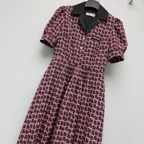 Replica MIU MIU Dresses Short Sleeved For Women #1458131 $128.00 USD for Wholesale