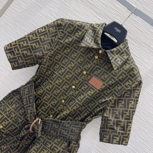 Replica Fendi Dresses Short Sleeved For Women #1458138 $155.00 USD for Wholesale