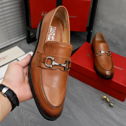 Replica Salvatore Ferragamo Leather Shoes For Men #1463283 $85.00 USD for Wholesale