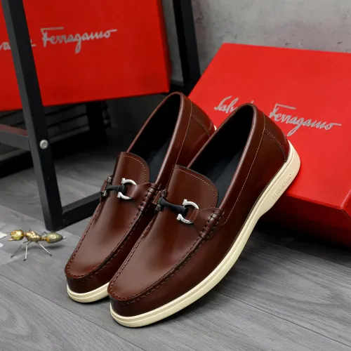 Replica Salvatore Ferragamo Leather Shoes For Men #1471057 $100.00 USD for Wholesale
