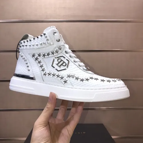 Replica Philipp Plein PP High Tops Shoes For Men #1480536 $132.00 USD for Wholesale