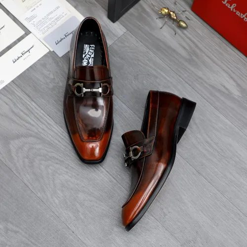 Replica Salvatore Ferragamo Leather Shoes For Men #1480639 $92.00 USD for Wholesale