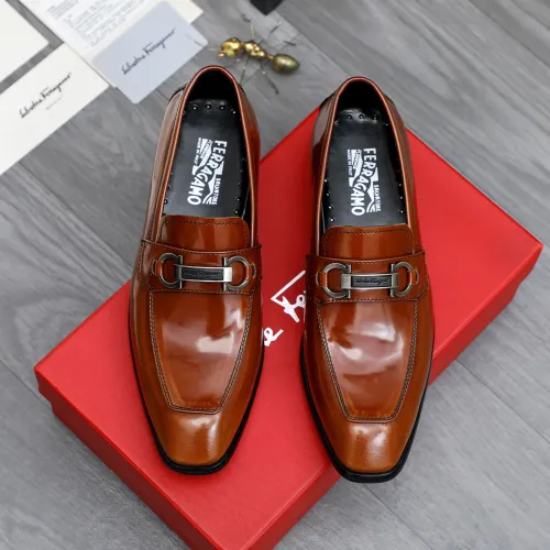 Replica Salvatore Ferragamo Leather Shoes For Men #1480641 $92.00 USD for Wholesale