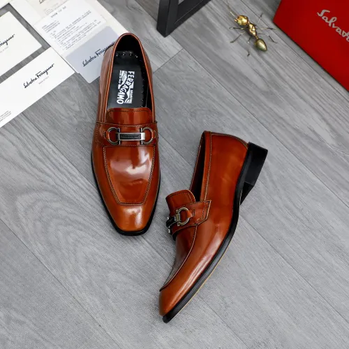 Replica Salvatore Ferragamo Leather Shoes For Men #1480641 $92.00 USD for Wholesale