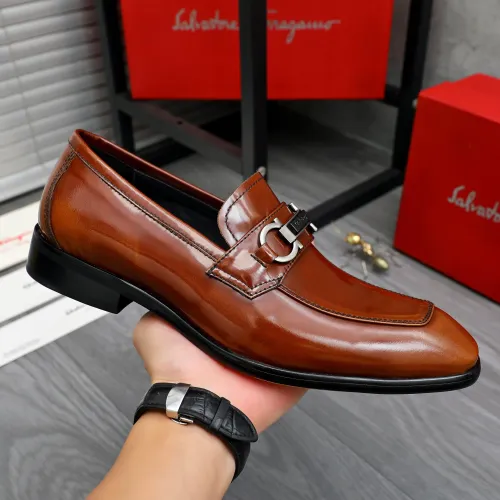 Replica Salvatore Ferragamo Leather Shoes For Men #1480641 $92.00 USD for Wholesale