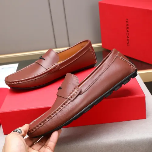 Replica Salvatore Ferragamo Leather Shoes For Men #1480918 $80.00 USD for Wholesale